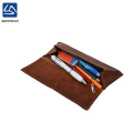 Genuine leather multi-purpose vintage unisex brown pencil case bag